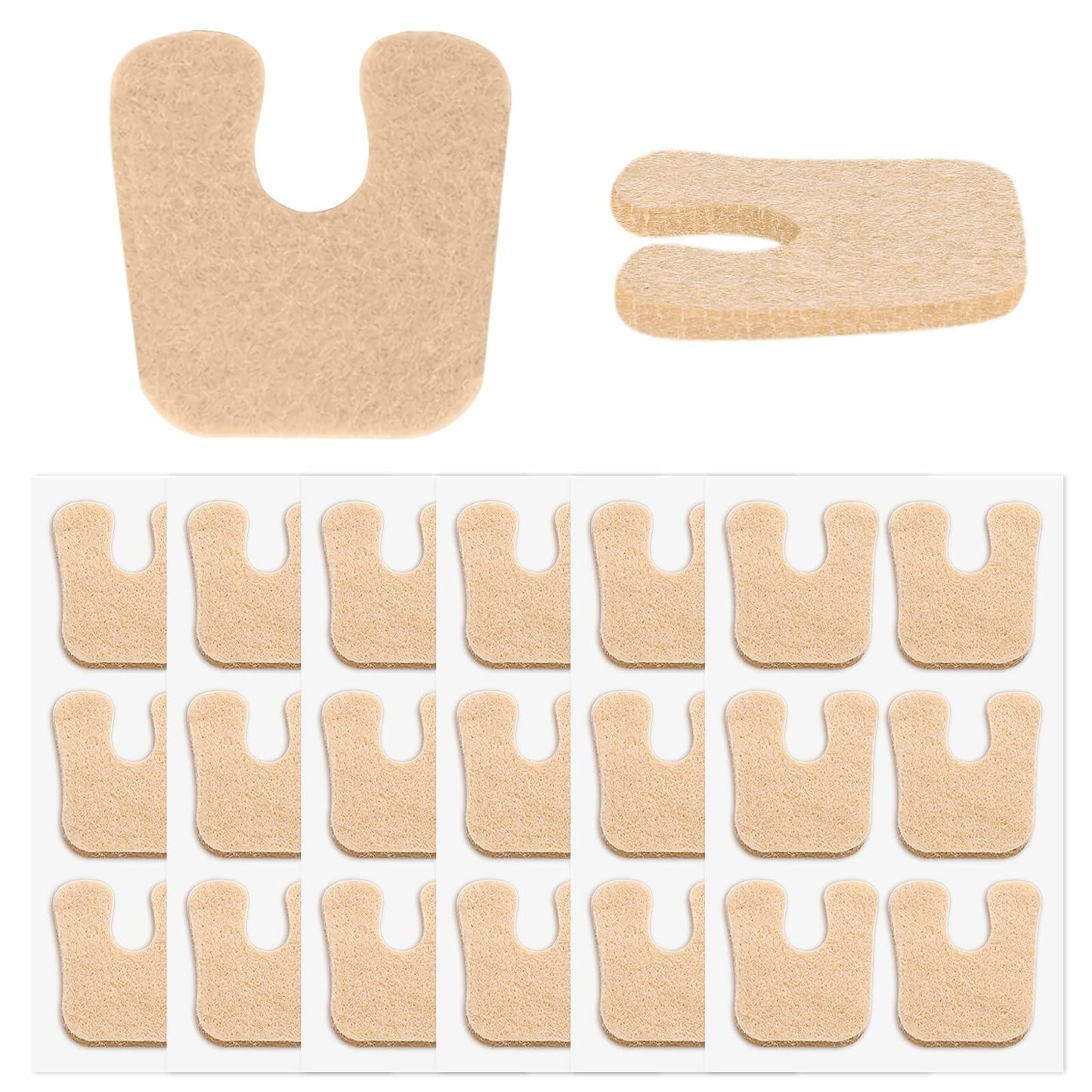 HiShutiao 24 Pcs U-Shaped Felt Callus Pads Beige Self Adhesive Foot Pain Relief