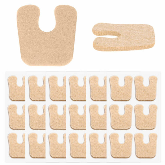 HiShutiao 24 Pcs U-Shaped Felt Callus Pads Beige Self Adhesive Foot Pain Relief