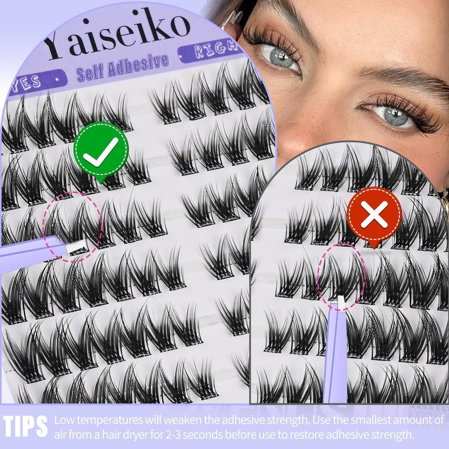 Yaiseiko Self Adhesive Lash Clusters Wispy C Curl 8-16MM 140Pcs