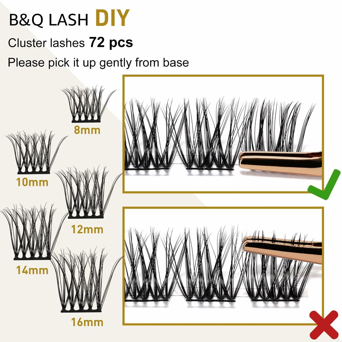 DollDoki B&Q Lash Clusters B11 D Curl 10-16mm 72 Clusters Lashes