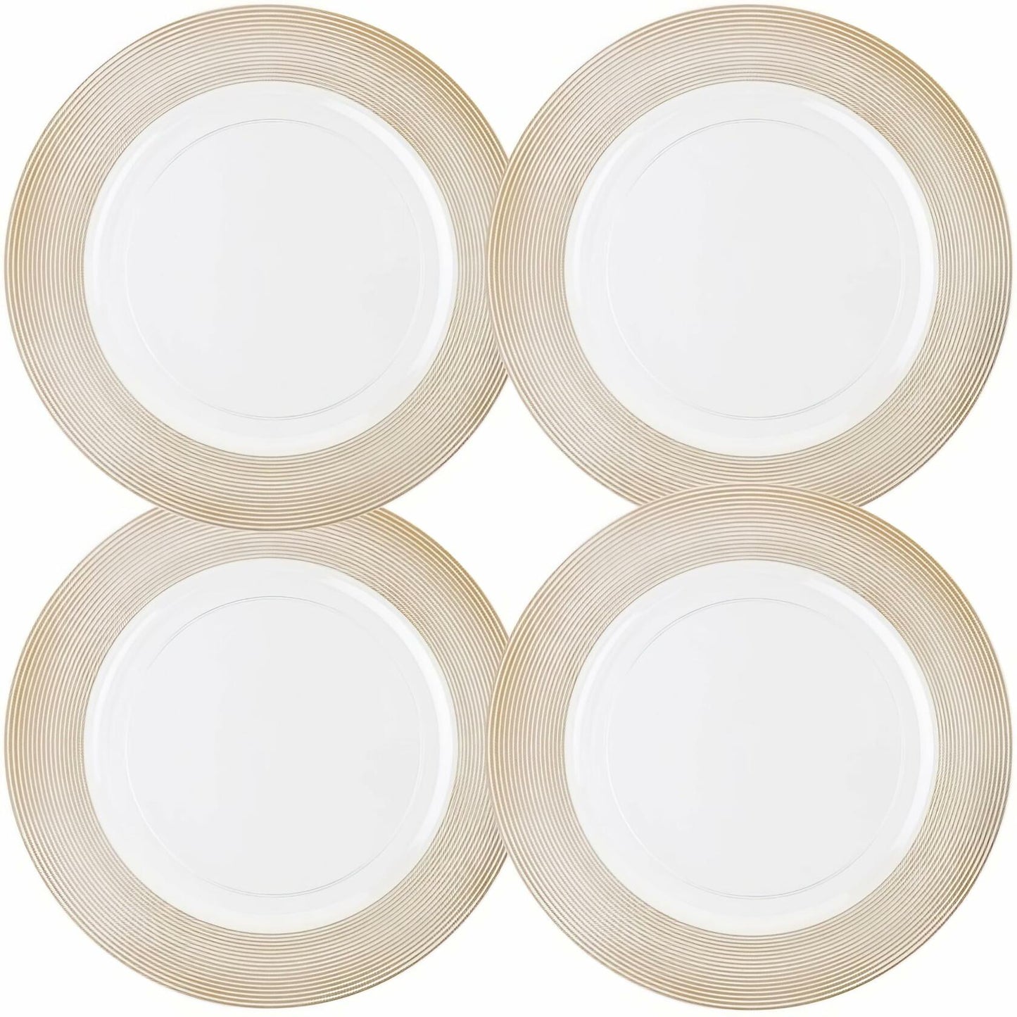 Elegant White Plastic Charger Plates 13" Pack of 4 Durable Dining Decor