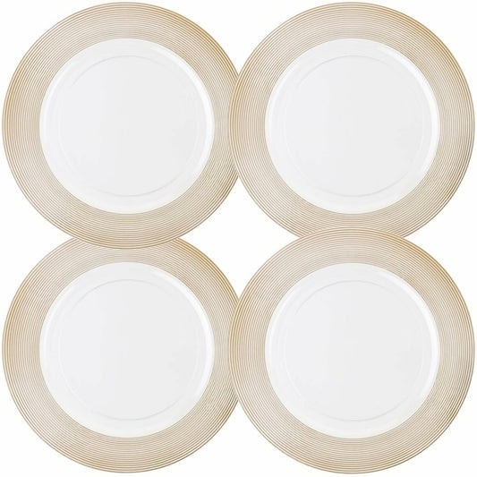 Elegant White Plastic Charger Plates 13" Pack of 4 Durable Dining Decor