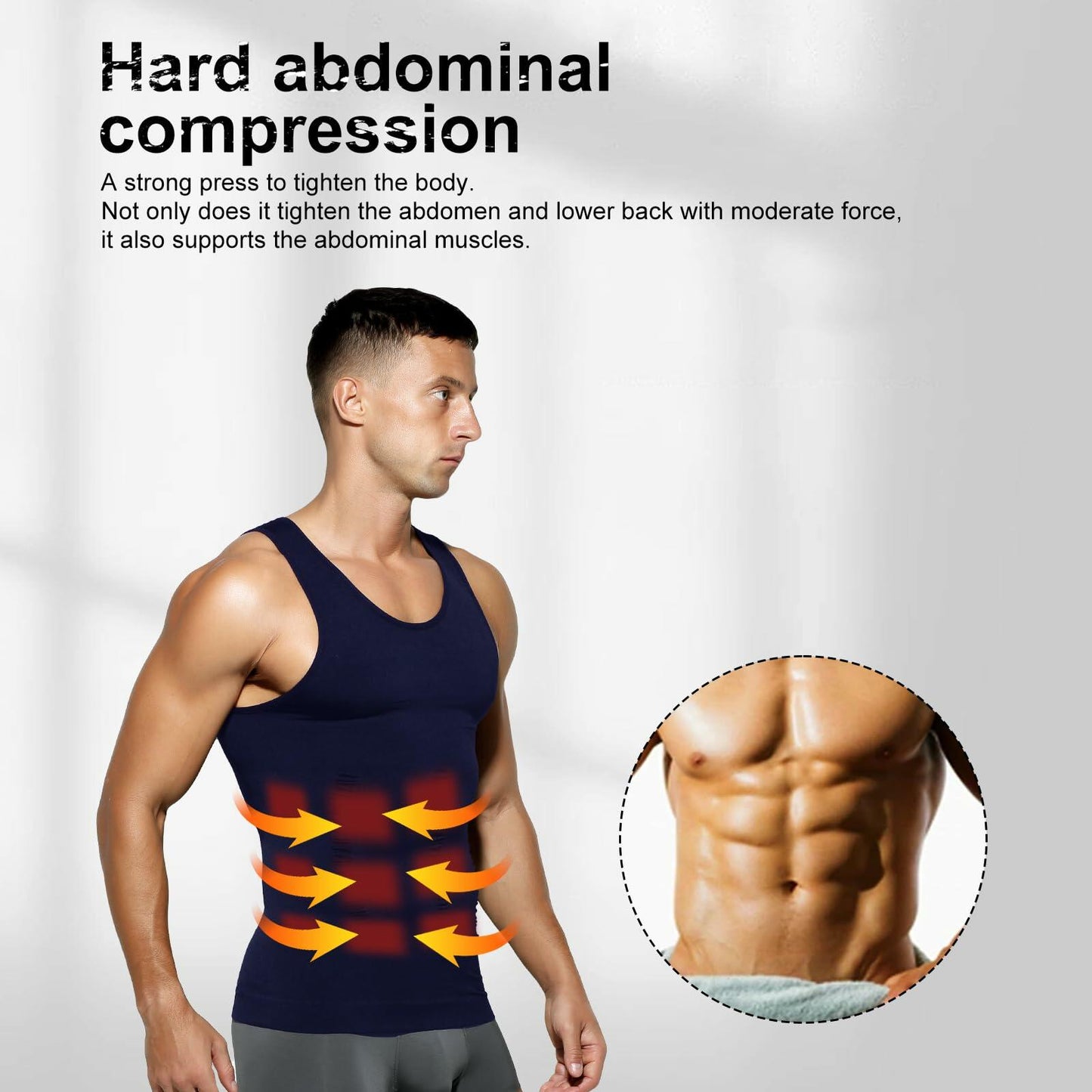 Casey Kevin Sleeveless Gynecomastia Compression Shirt Body Shaper Navy Blue XL