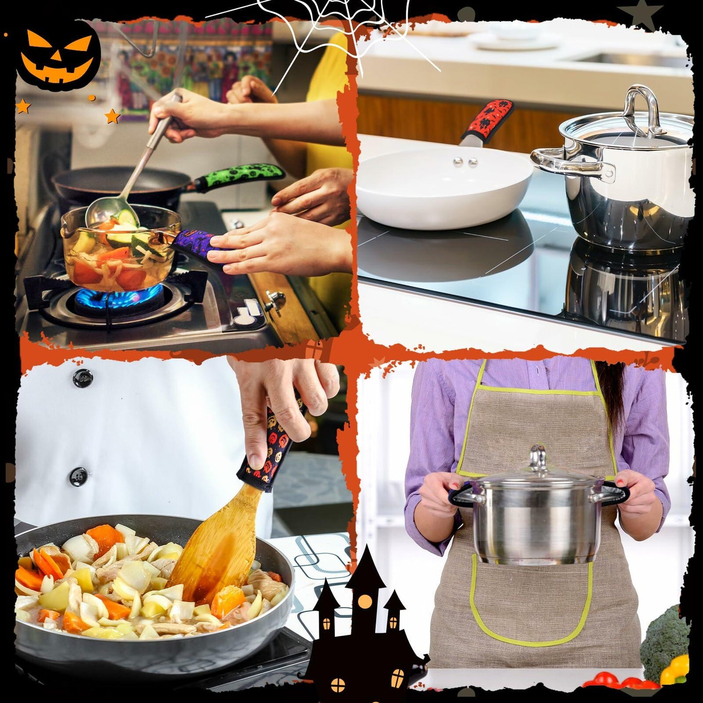 Patelai 8pcs Halloween Skillet Handle Covers Heat Resistant Pan Holders