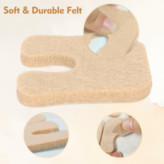HiShutiao 24 Pcs U-Shaped Felt Callus Pads Beige Self Adhesive Foot Pain Relief