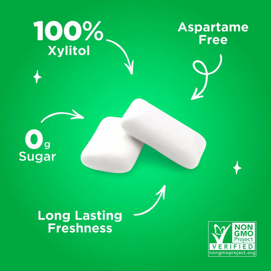 PUR Gum Aspartame Free 100% Xylitol Natural Spearmint 55pcs Pack of 3