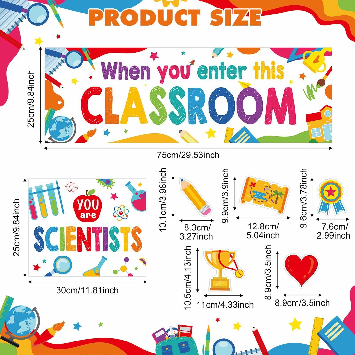 Supervitae 22pcs Motivational Posters Classroom Decor Multi Color Growth Mindset