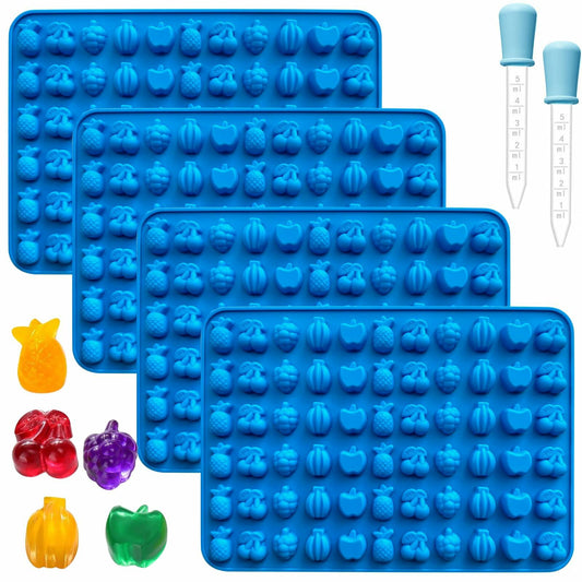 Sidosir Gummy Candy Mold Set 7PCS Silicone Nonstick Bears Dinosaur Fruit Donut