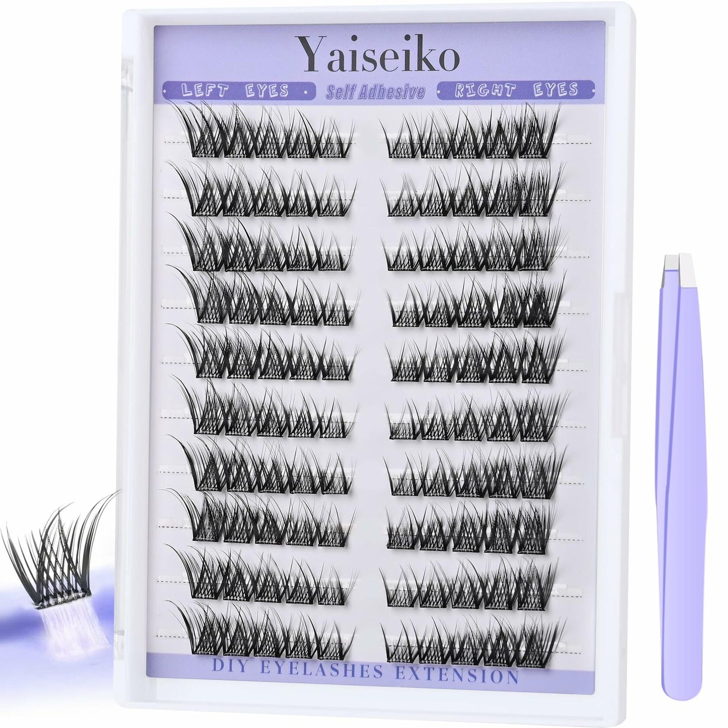 Yaiseiko Self Adhesive Lash Clusters Natural Look 100Pcs 8-16MM