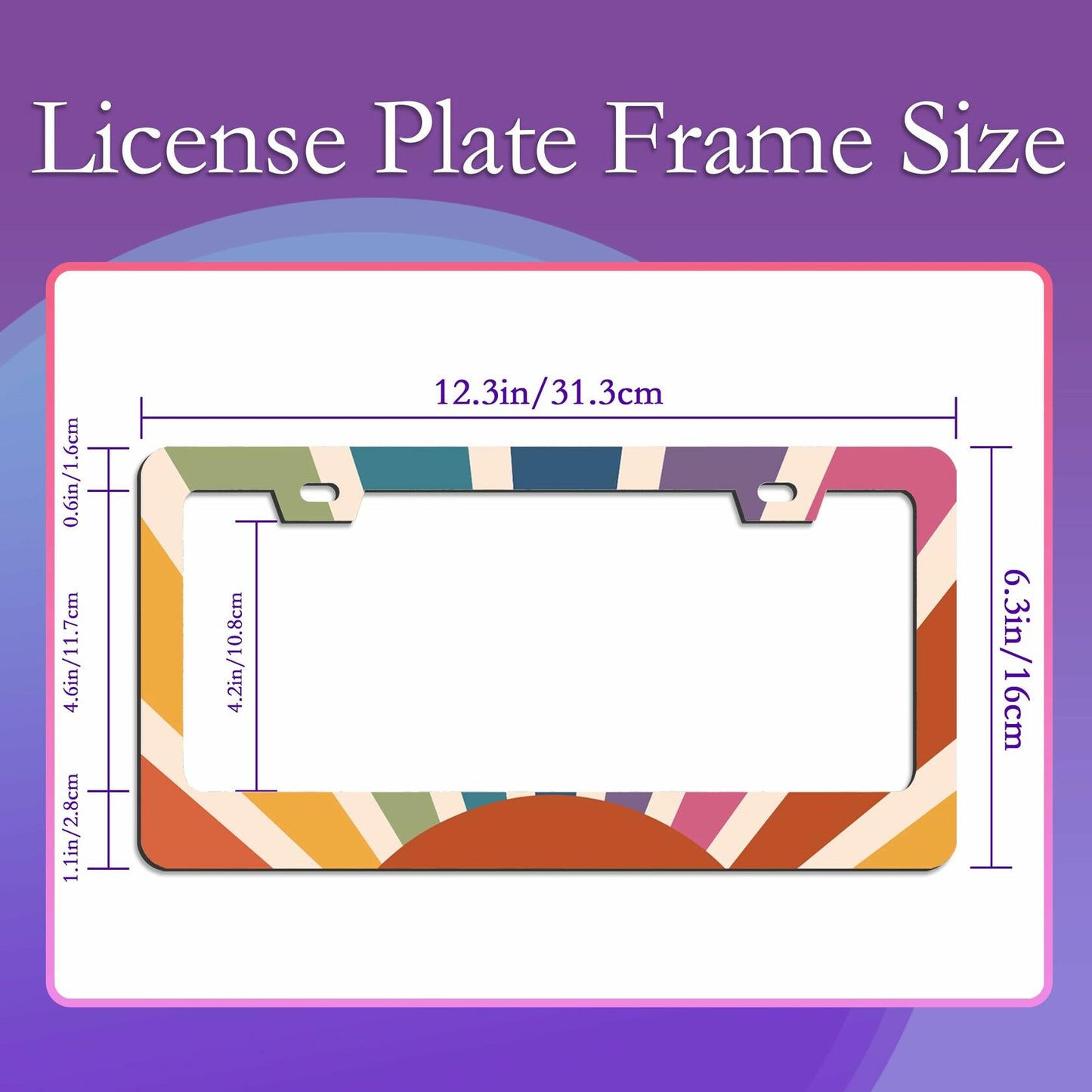 TUBAMQ Groovy Sun Aluminum License Plate Frame Rustproof US Canada Std