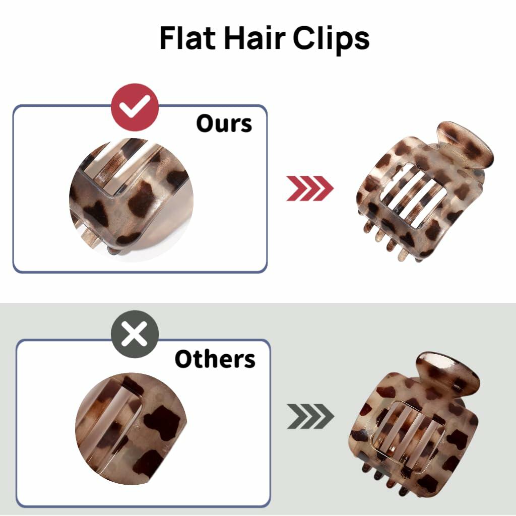 Generic 4Pcs Large Flat Square Leopard Hair Clips Claw Clips Strong Hold