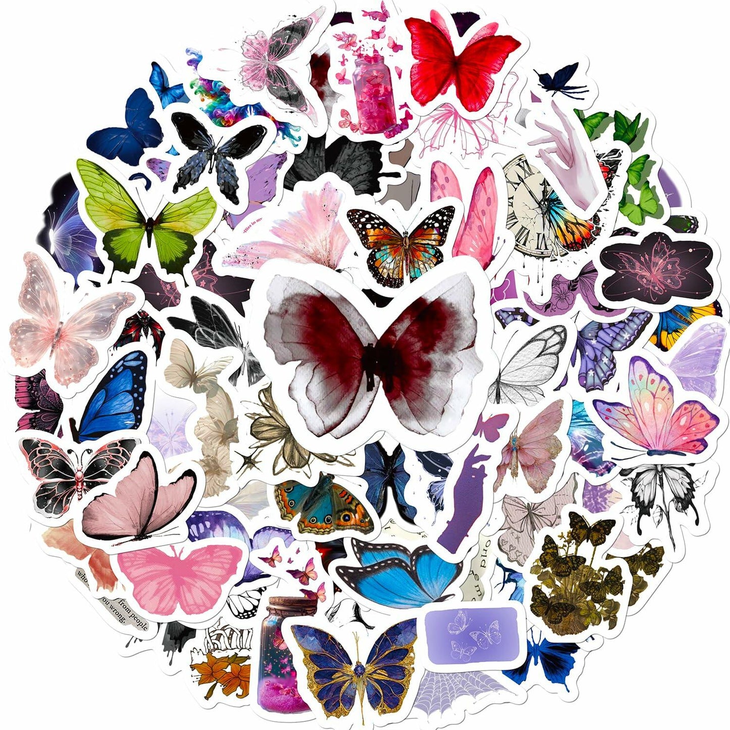 Sunvalley Butterfly Stickers 100 PCS Assorted Vinyl Waterproof Cute Aesthetic