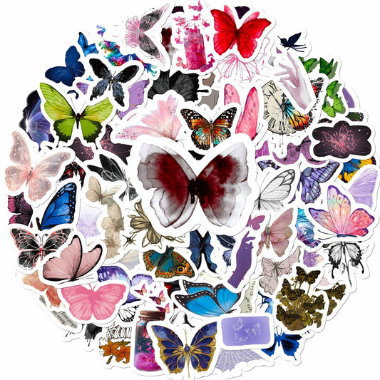 Sunvalley Butterfly Stickers 100 PCS Assorted Vinyl Waterproof Cute Aesthetic