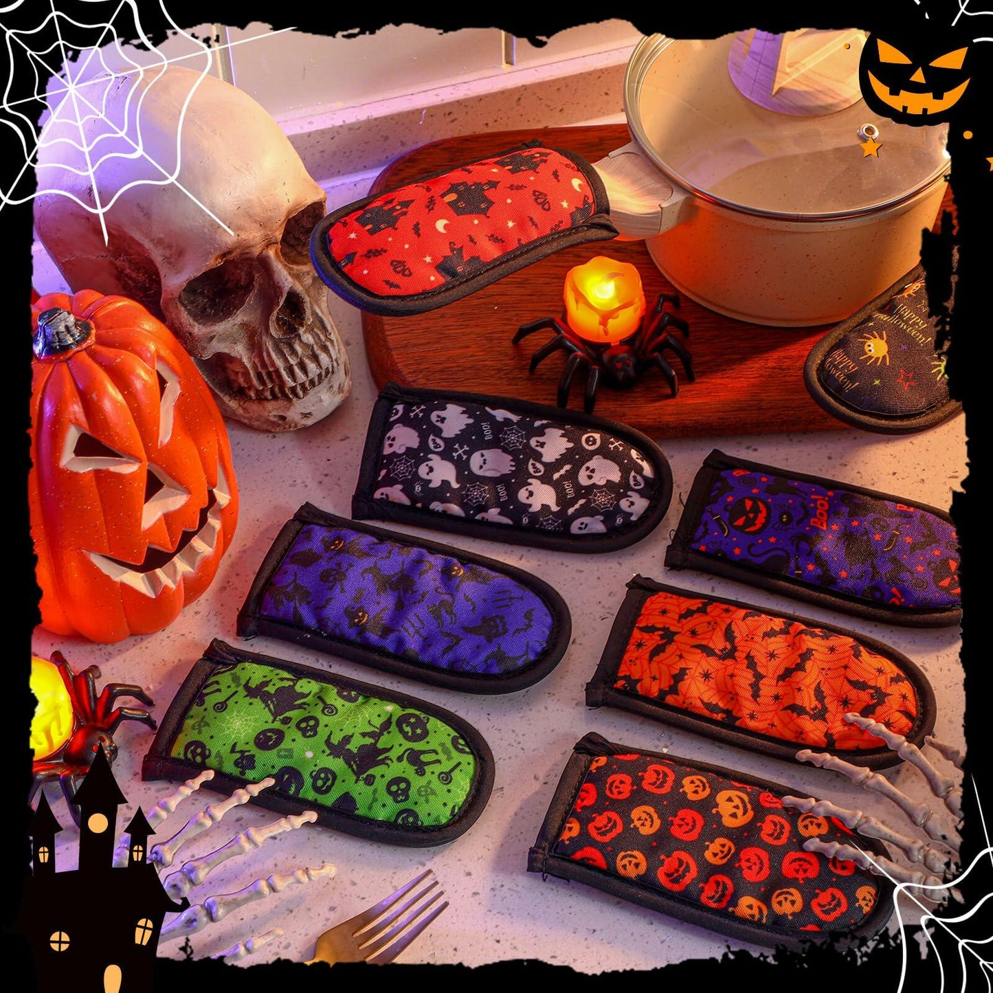 Patelai 8pcs Halloween Skillet Handle Covers Heat Resistant Pan Holders