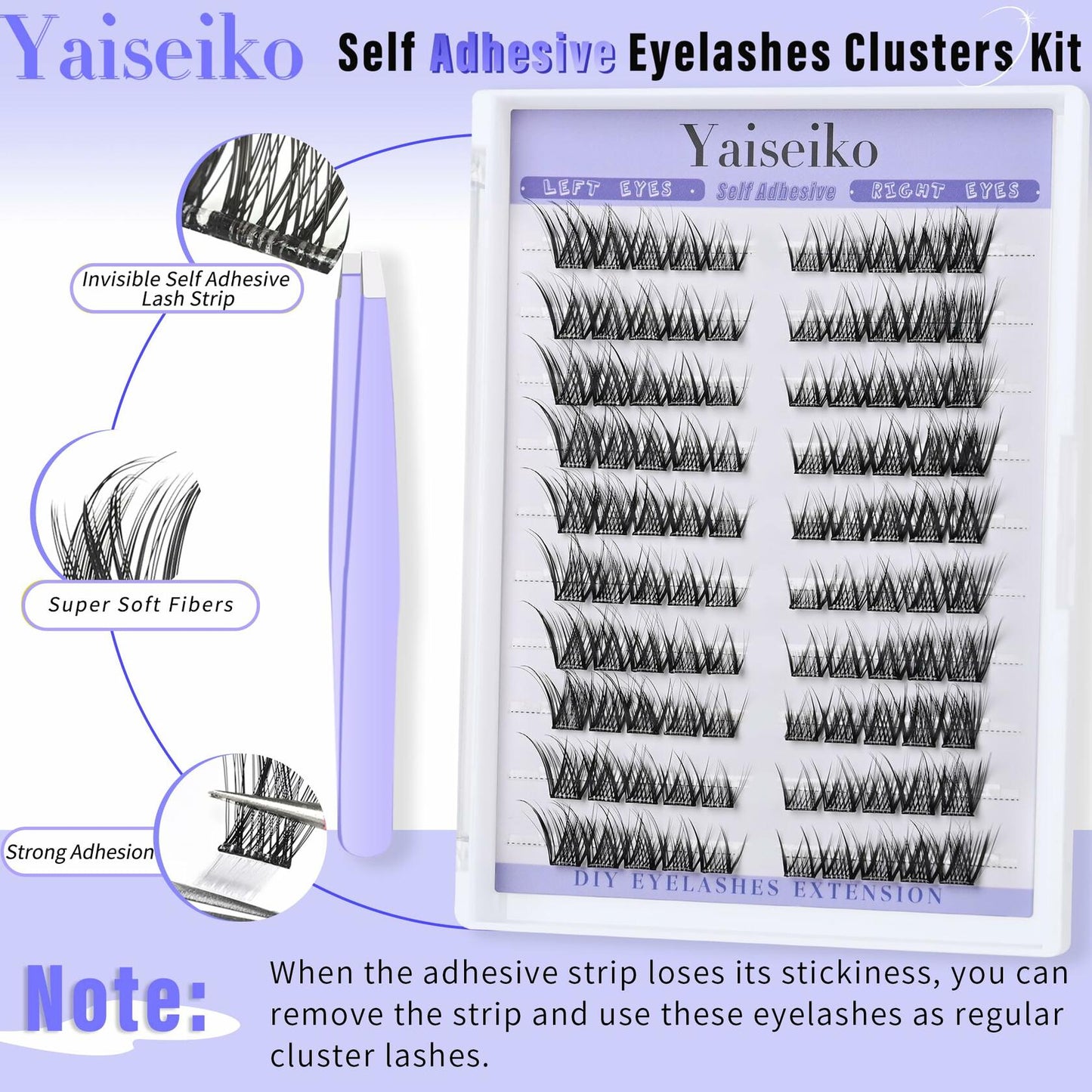Yaiseiko Self Adhesive Lash Clusters Natural Look 100Pcs 8-16MM