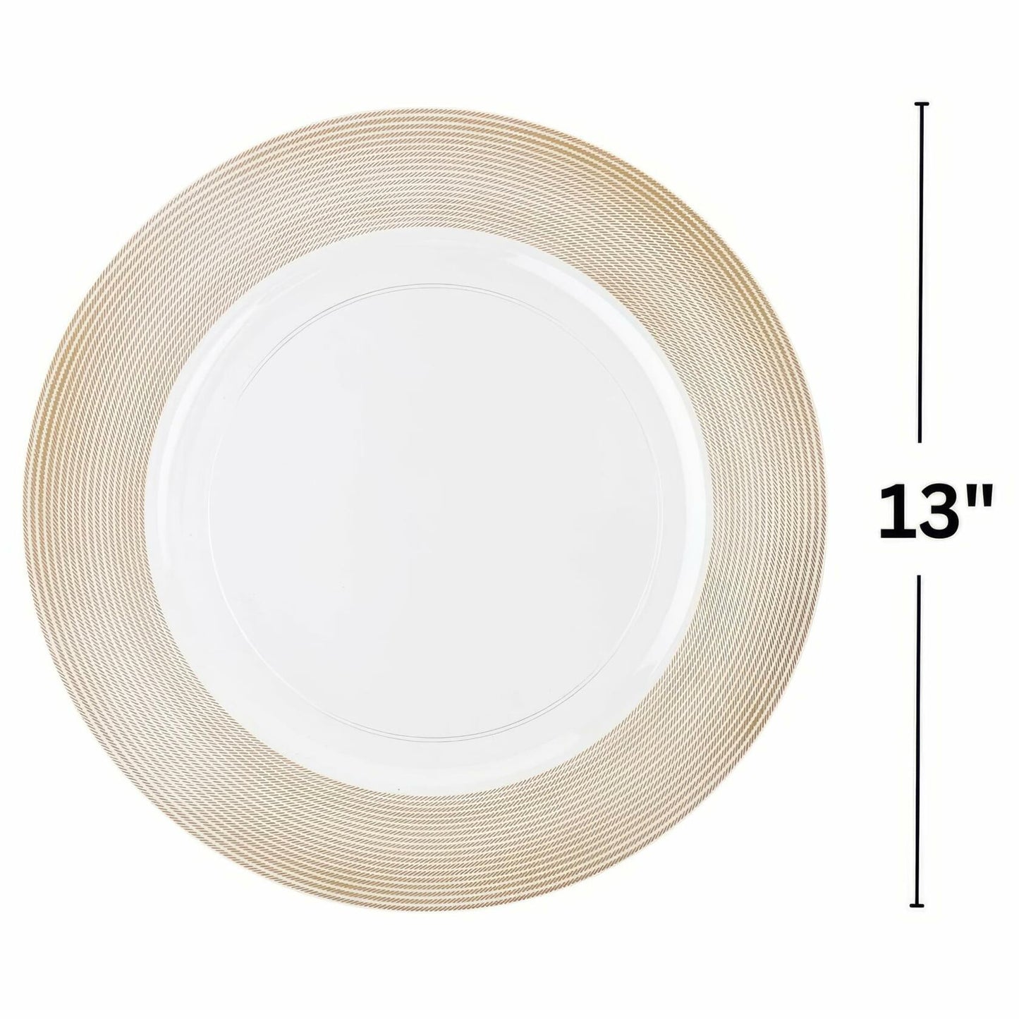 Elegant White Plastic Charger Plates 13" Pack of 4 Durable Dining Decor