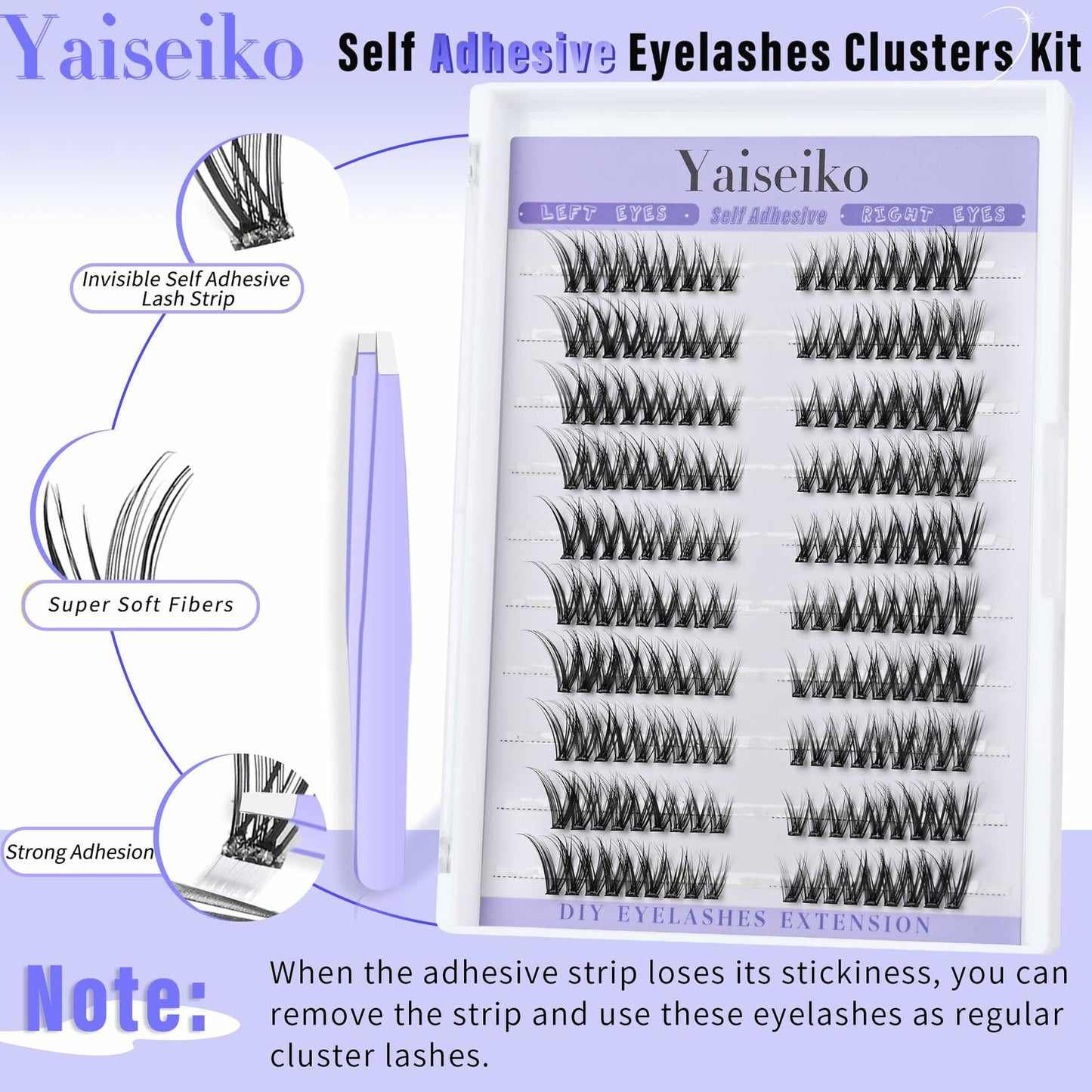 Yaiseiko Self Adhesive Lash Clusters Wispy C Curl 8-17MM 180Pcs