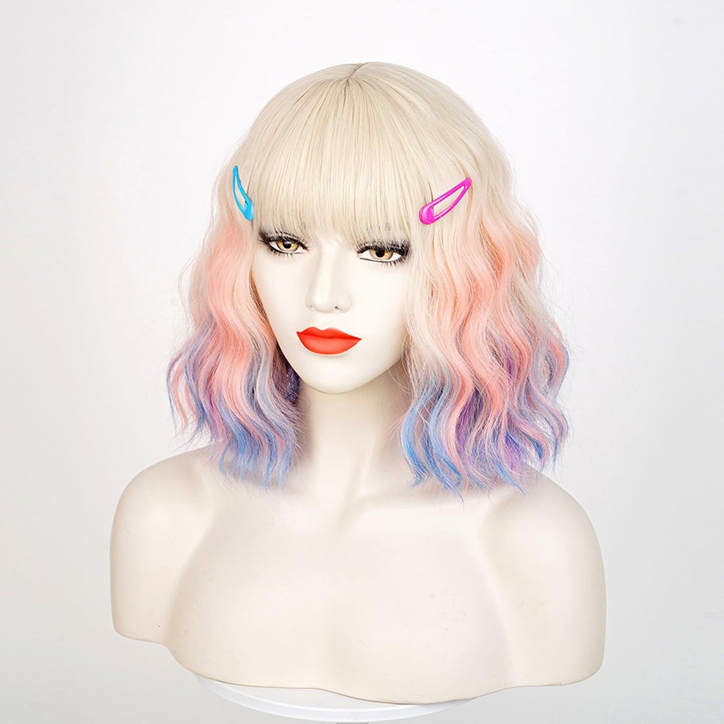 Wiggy Mermaid Black Bride Wig 17.7" Medium Long Straight Black with Bun