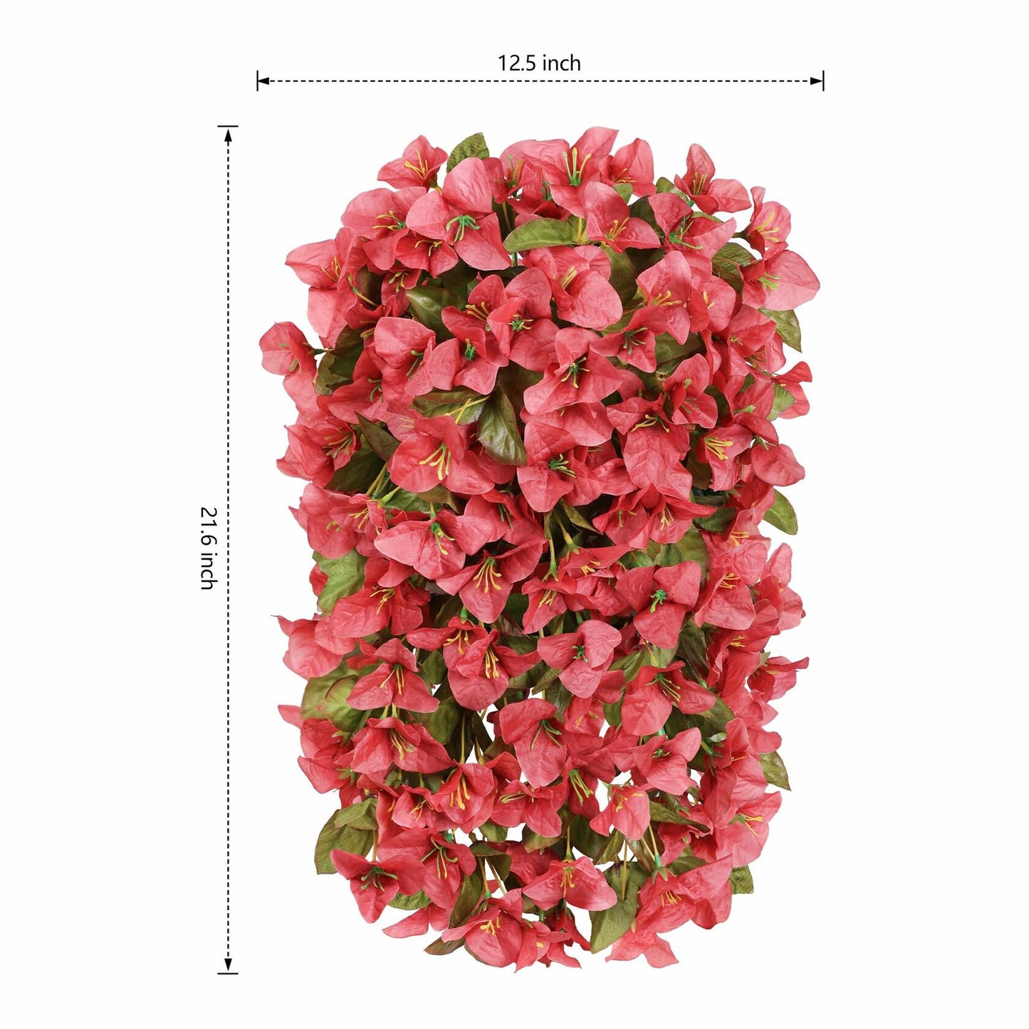 HyeFlora Bougainvillea Artificial Hanging Flowers Red 2pcs Silk UV Resistant
