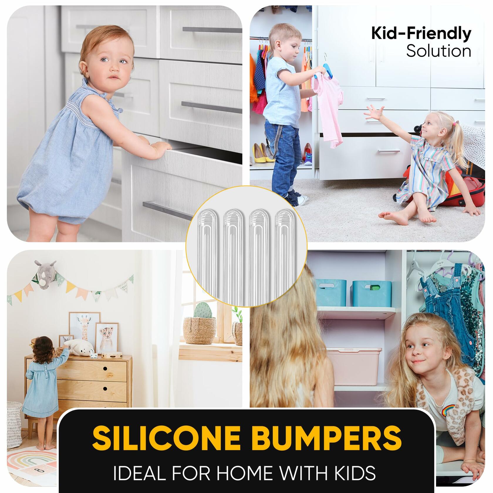 Vellax Clear Silicone Wall Protector Strips 3.5x0.7x0.2in 8 Count