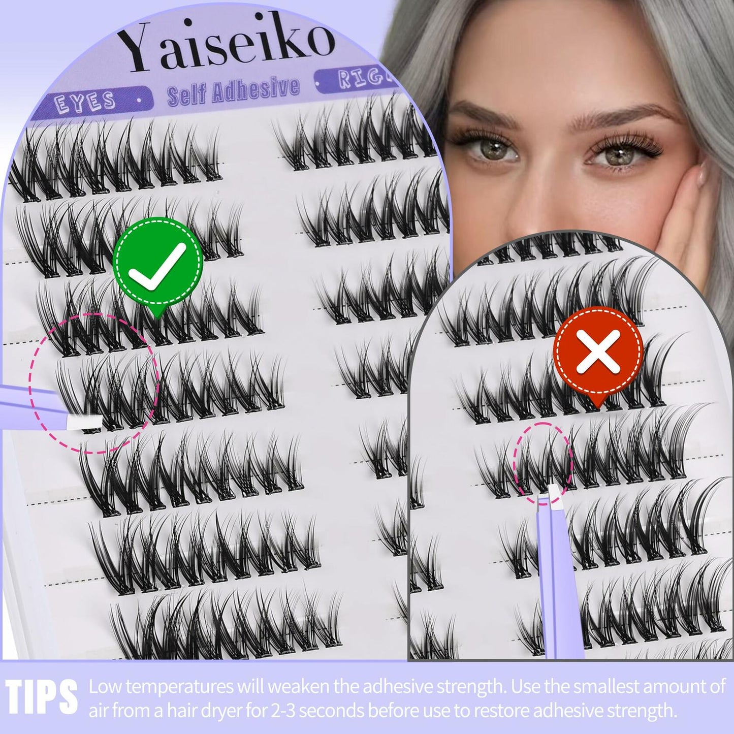 Yaiseiko Self Adhesive Lash Clusters Wispy C Curl 8-17MM 180Pcs