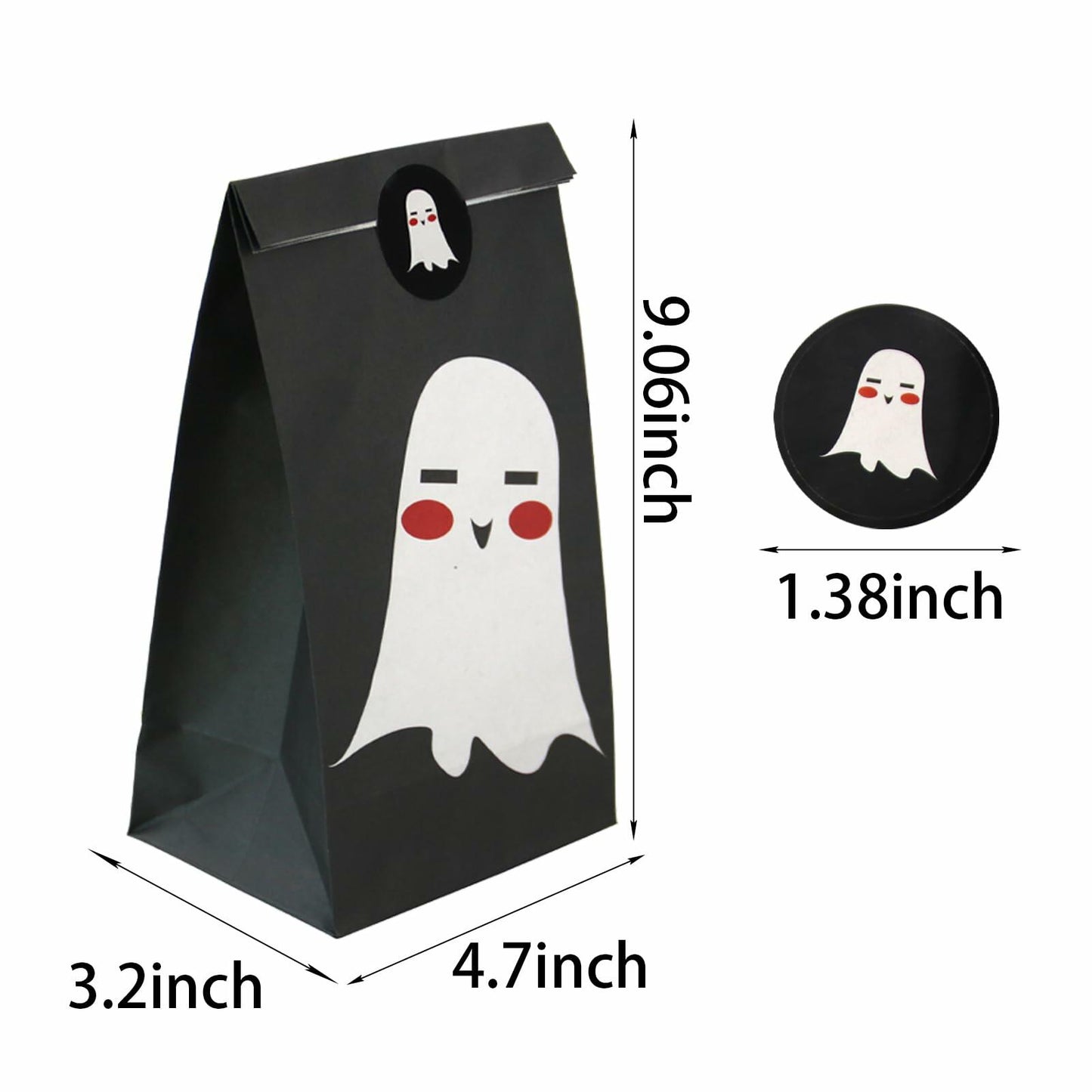 Whiosyrt Halloween Treat Bags 24 Pcs Paper Ghost Cat Pumpkin Spider Design