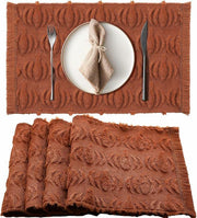 Nuanchu 4 PCS Rust Pumpkin Fall Placemats 13x19 Inch Soft Plush Table Mats