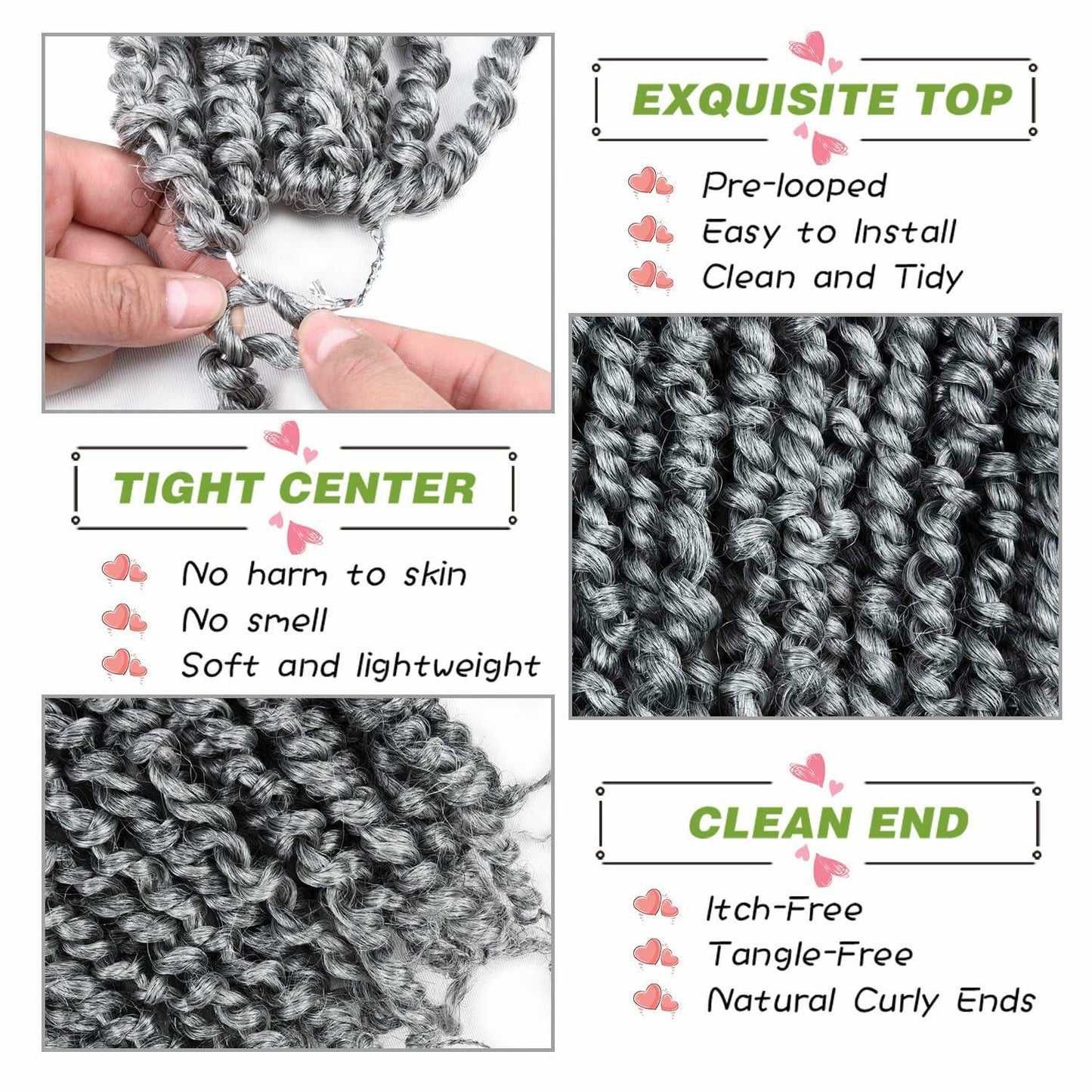 SUN LOCS 6 Inch Passion Twist Crochet Hair 8 Packs Pre-twisted 1B#