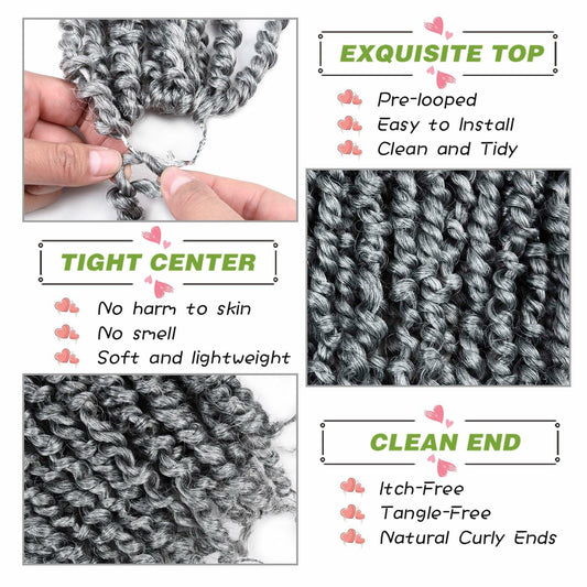 SUN LOCS 6 Inch Passion Twist Crochet Hair 8 Packs Pre-twisted 1B#