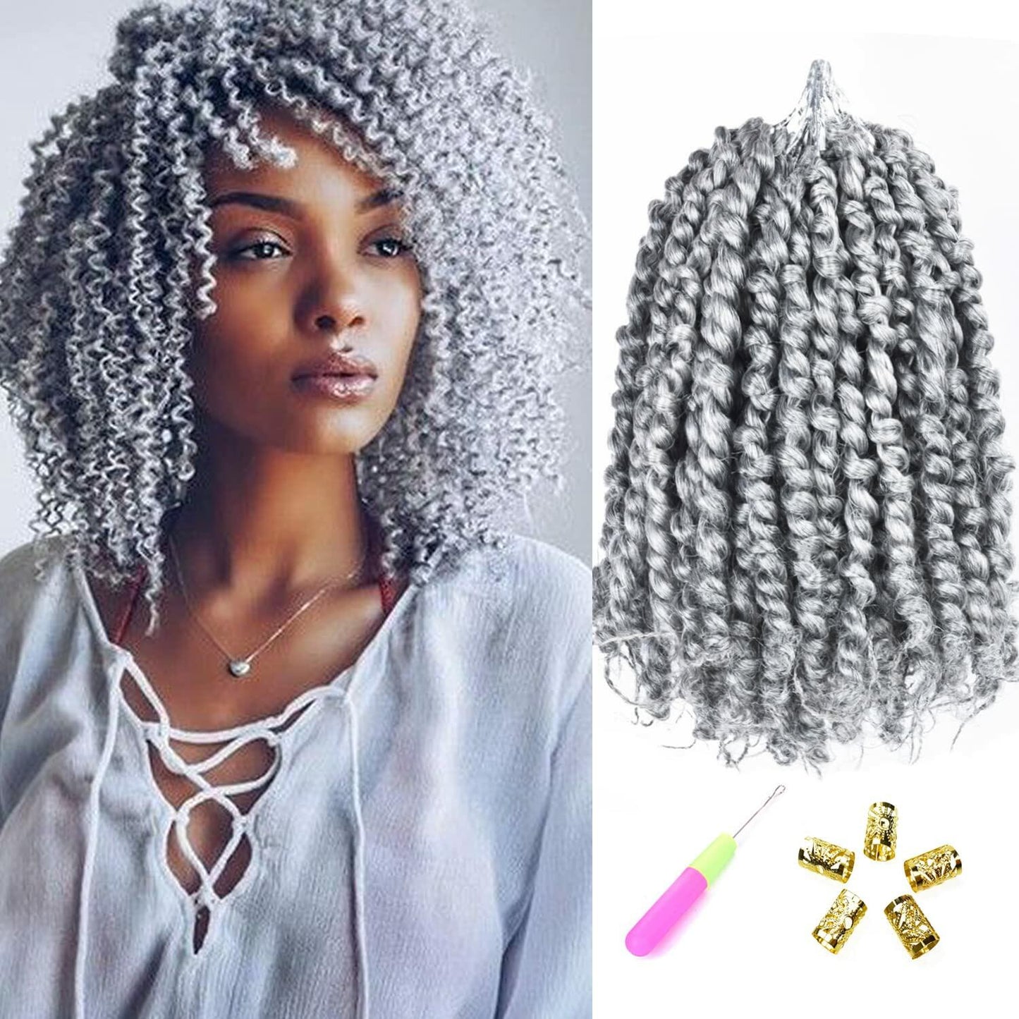 SUN LOCS 6 Inch Passion Twist Crochet Hair 8 Packs Pre-twisted 1B#