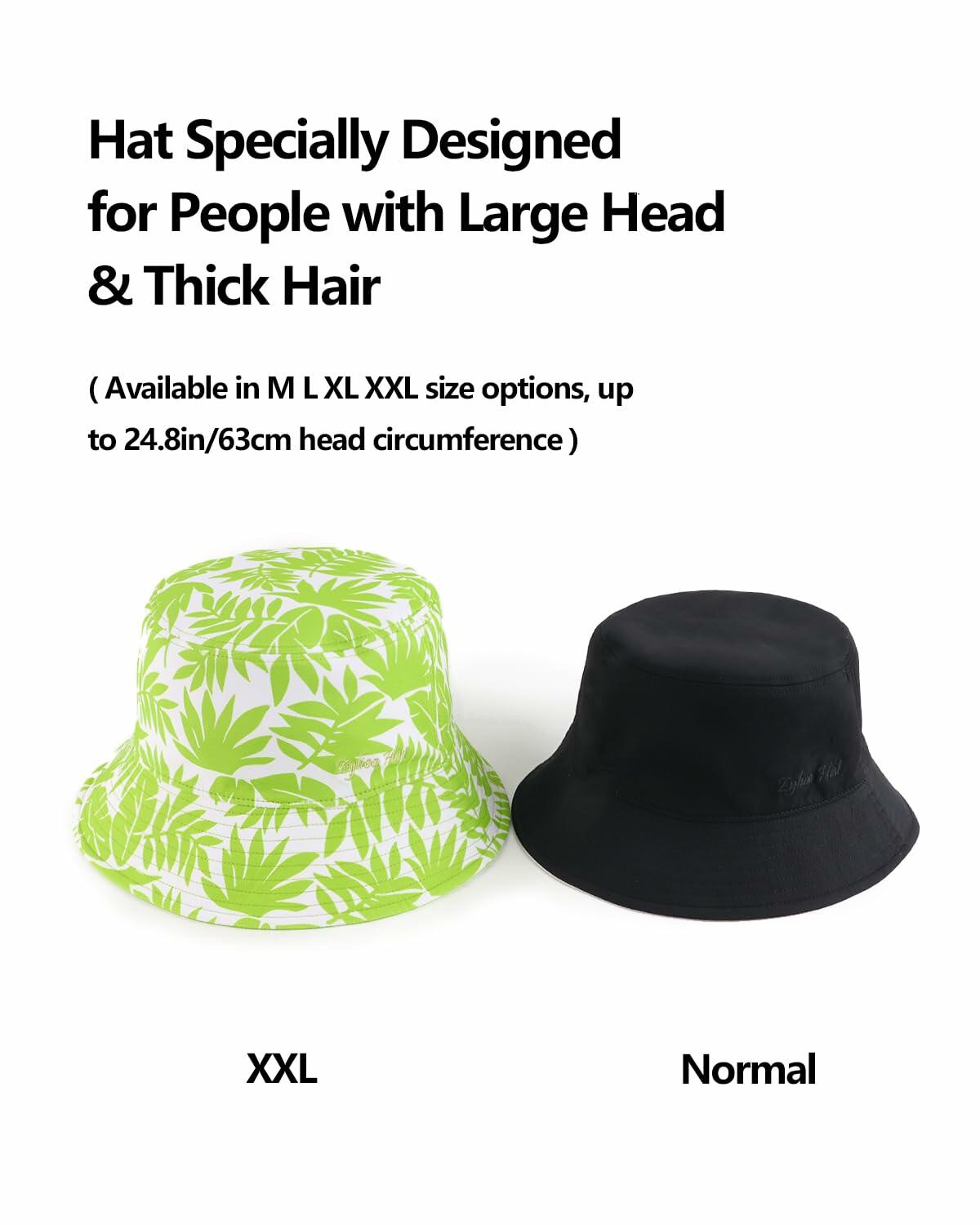 Zylioo Reversible Extra Large Bucket Hat Sun Protection Solid Color Size L-XL