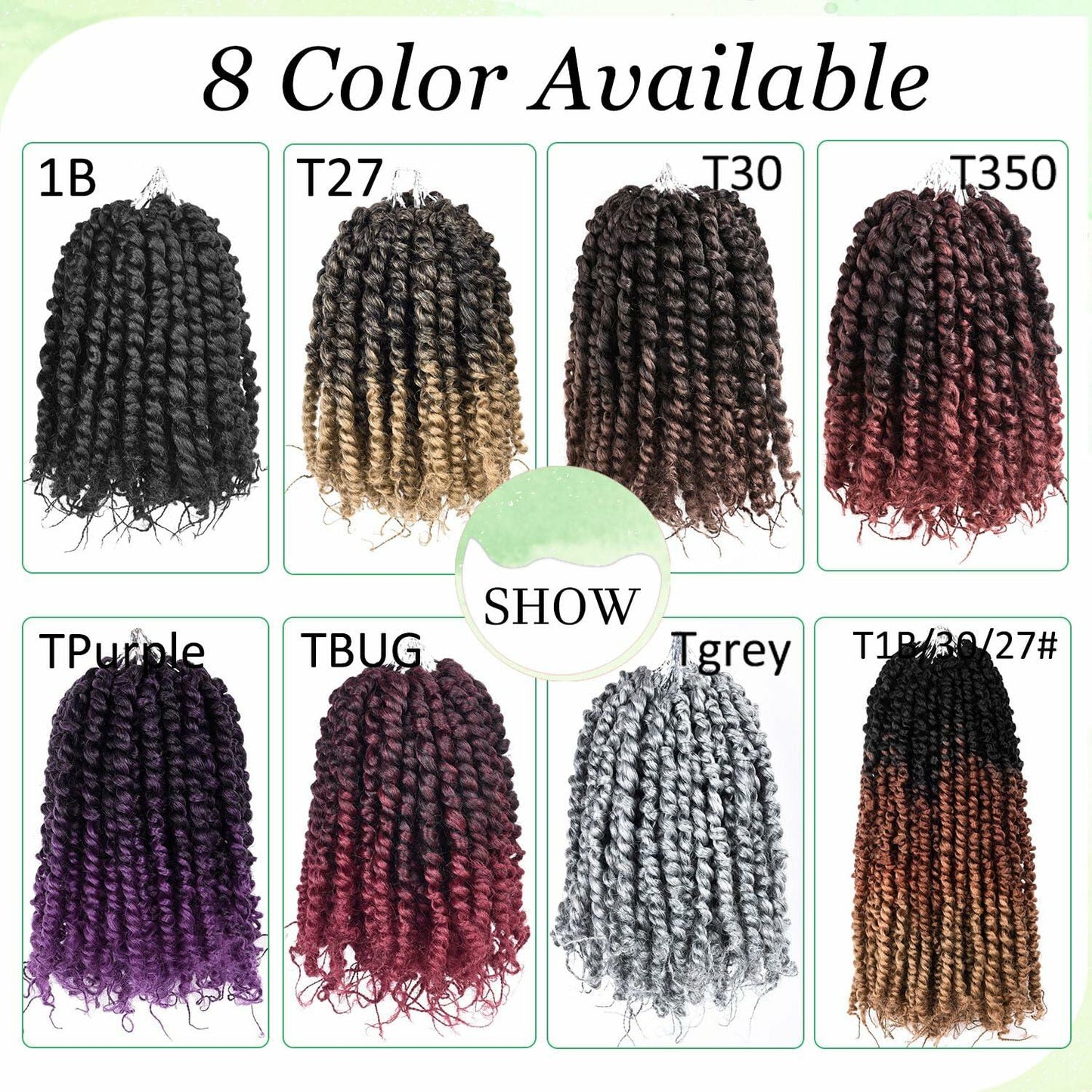 SUN LOCS 6 Inch Passion Twist Crochet Hair 8 Packs Pre-twisted 1B#