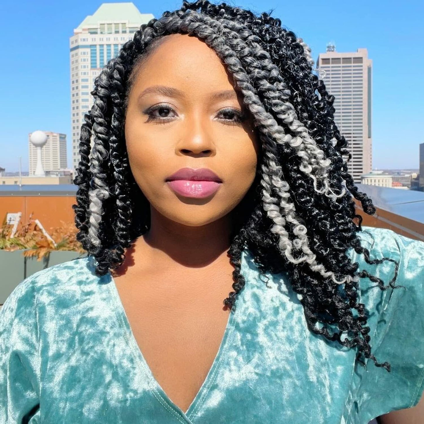 SUN LOCS 6 Inch Passion Twist Crochet Hair 8 Packs Pre-twisted 1B#