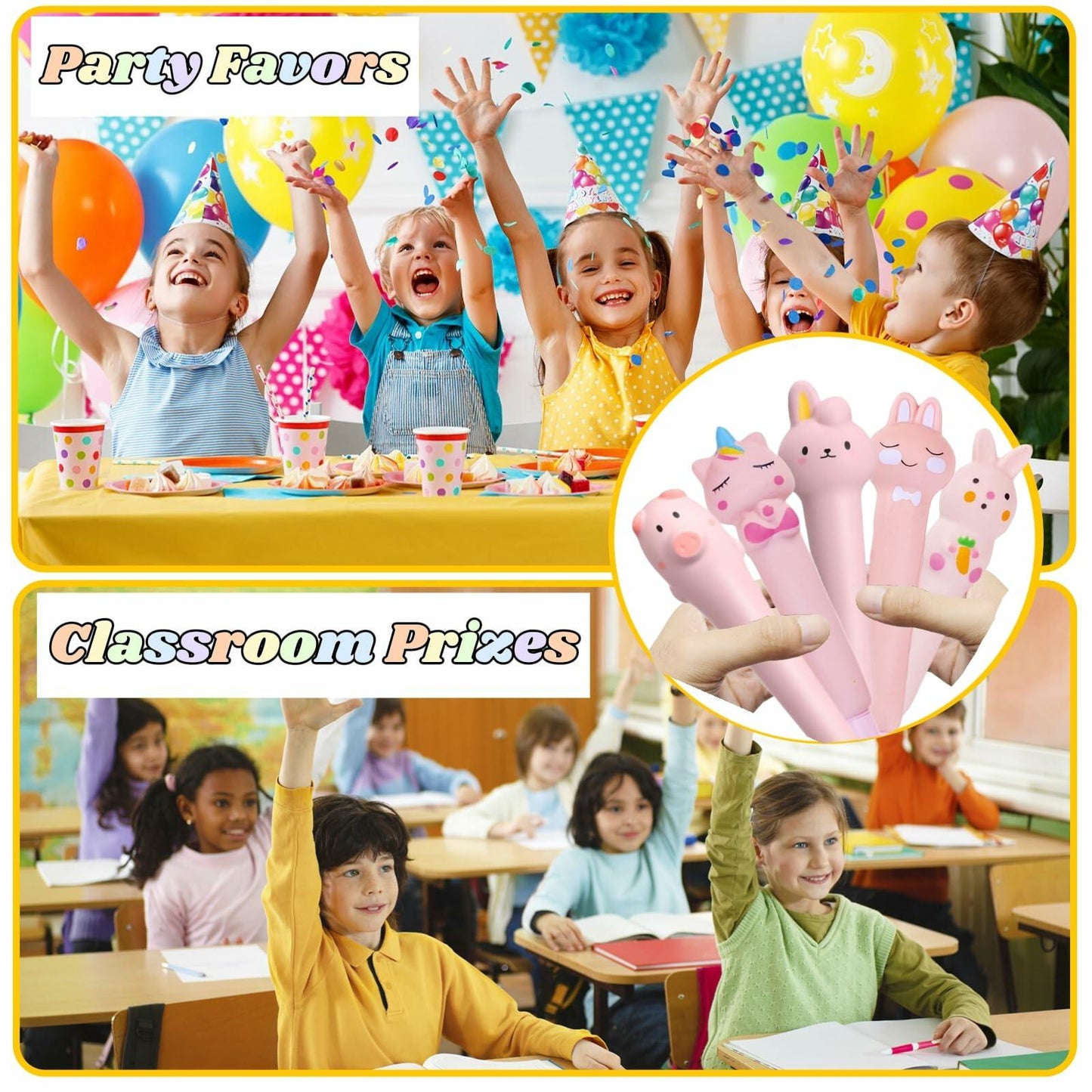 KUNHEHO 5 Pcs Kawaii Cute Pink Ink Pens 0.5mm Fine Point Soft Grip