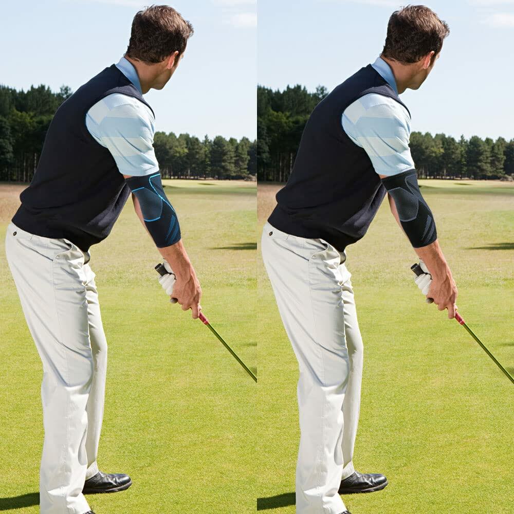 CYCLXY Tennis Elbow Compression Sleeves Arm Guards Black/Orange Size L