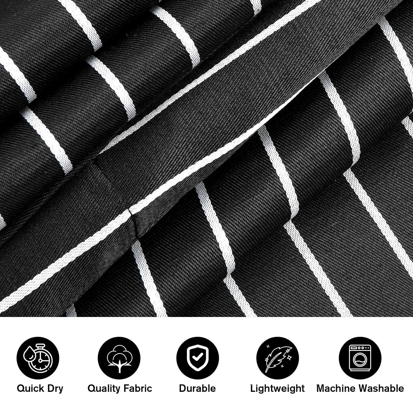 Jubatus 2 Pack Adjustable Kitchen Aprons with Pockets Black Brown Stripe 84x67cm