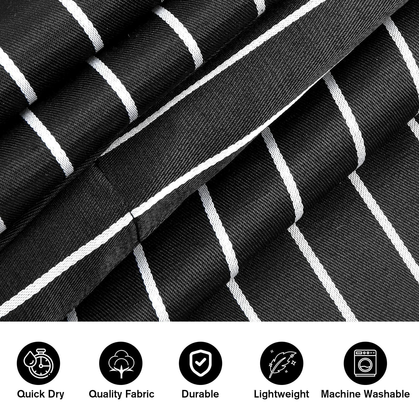 Jubatus 2 Pack Adjustable Kitchen Aprons with Pockets Black Brown Stripe 84x67cm