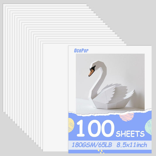 OcePor White Cardstock 8.5x11in 65lb 180gsm 100 Sheets White