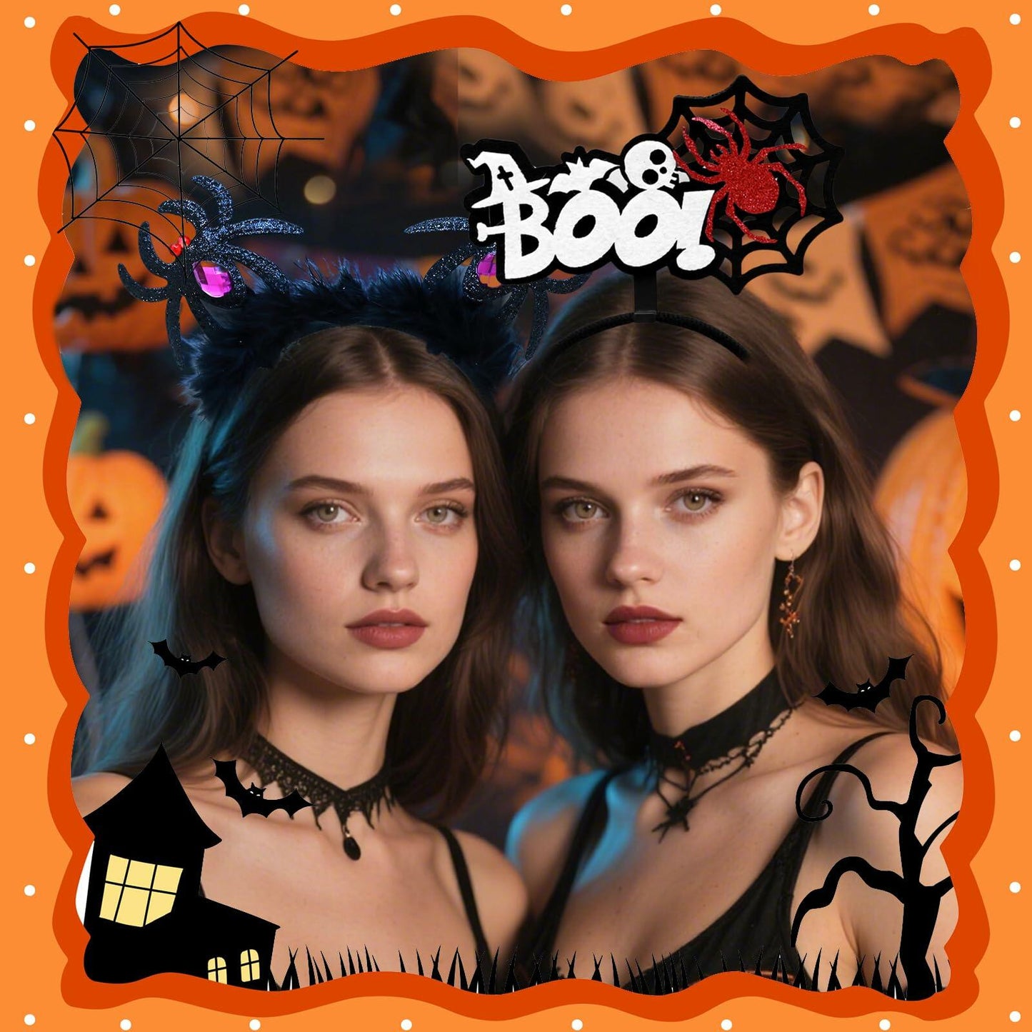 Qiexuxing Halloween Spider Headband 2-Pack Black Felt Fabric One Size
