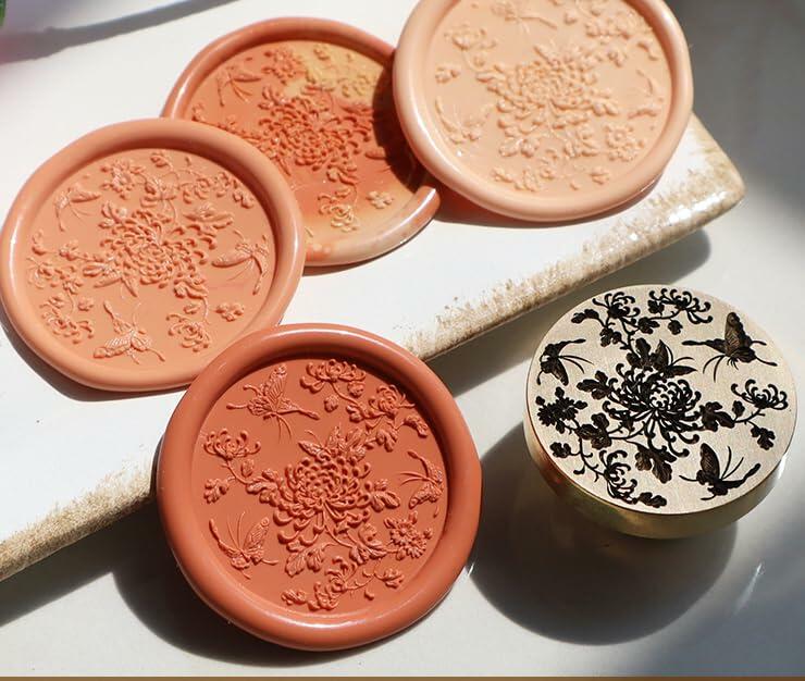 QINGNING Animalia Butterfly Wax Seal Stamp Laser Engraved Brass Head