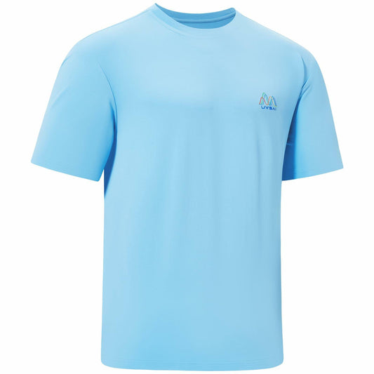 UVSAI Men’s UPF 50+ Short Sleeve Shirt Sky Blue Hiking Fishing Performance Tee