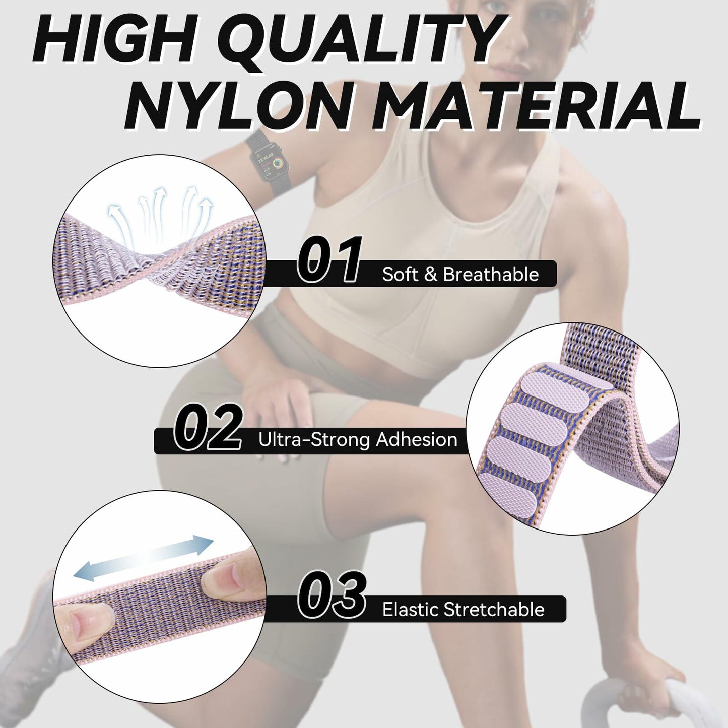 Zspoly 3 Pack Nylon Sport Ankle Arm Bands Apple Watch 38-49mm Pine Olive Cream