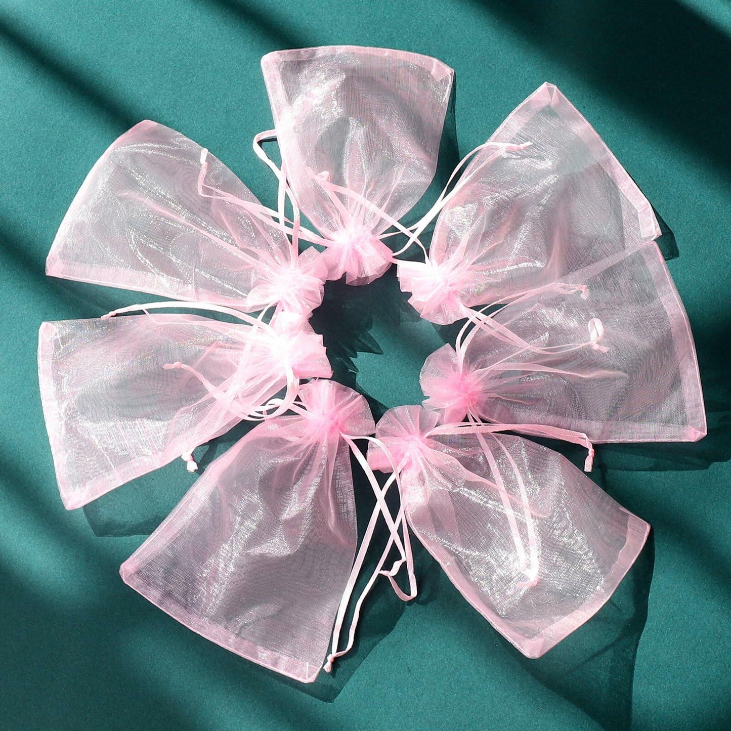 WenTao Organza Gift Bags 4x6in Pink 100pcs Drawstring Jewelry Pouches