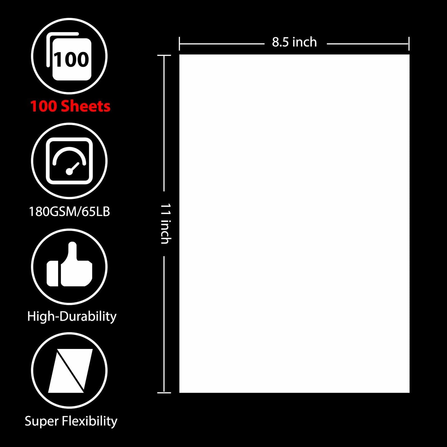 OcePor White Cardstock 8.5x11in 65lb 180gsm 100 Sheets White