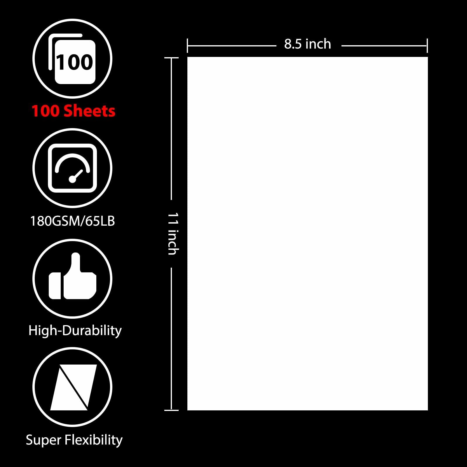 OcePor White Cardstock 8.5x11in 65lb 180gsm 100 Sheets White