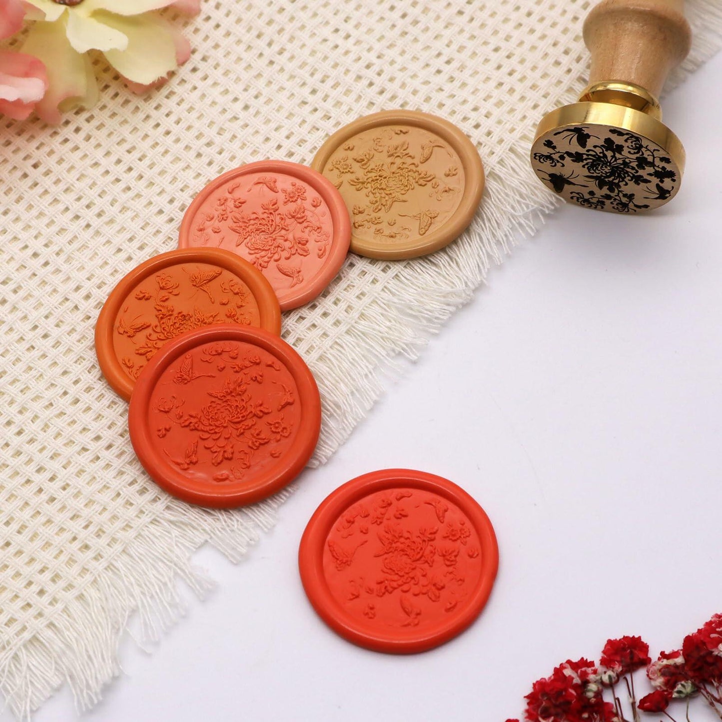 QINGNING Animalia Butterfly Wax Seal Stamp Laser Engraved Brass Head