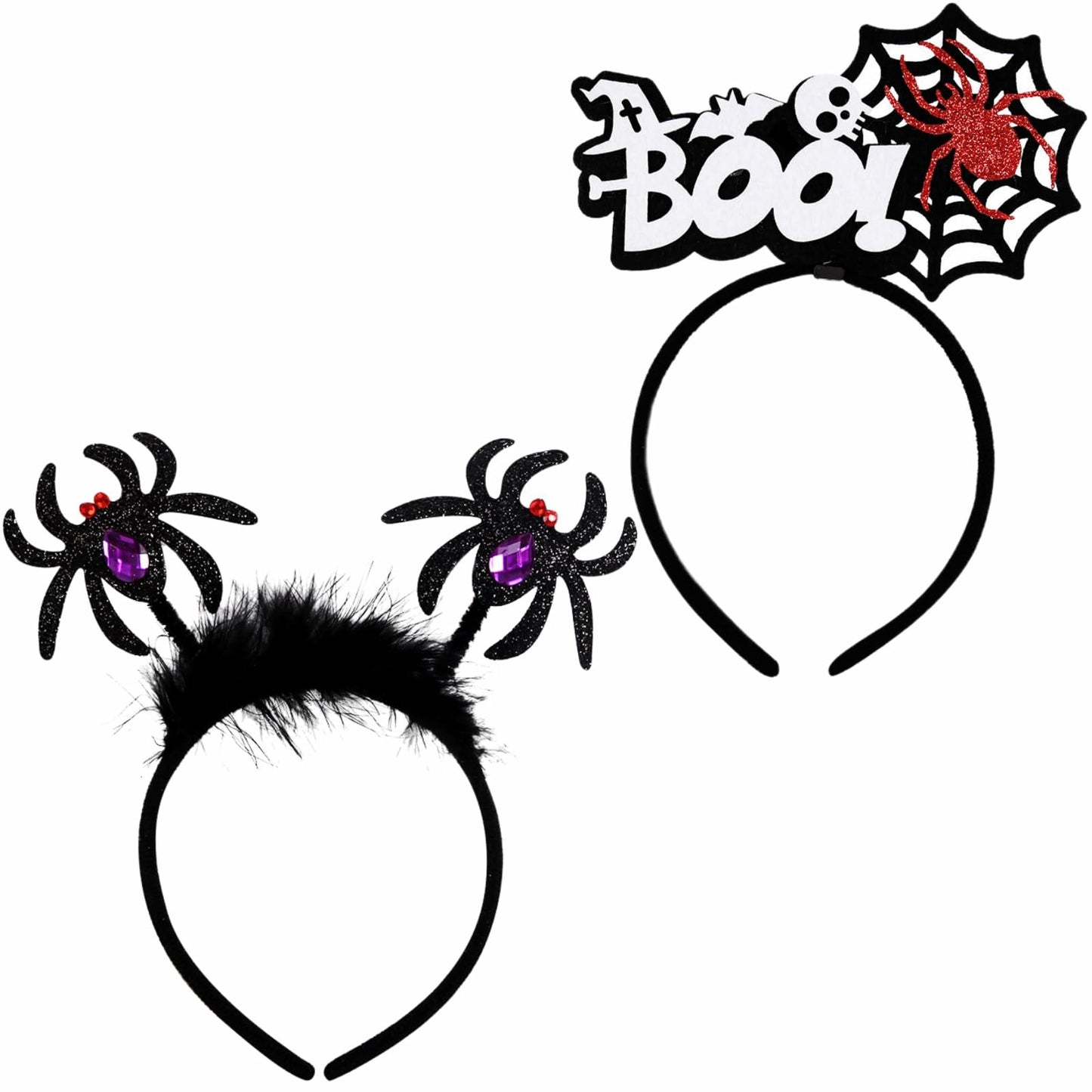 Qiexuxing Halloween Spider Headband 2-Pack Black Felt Fabric One Size