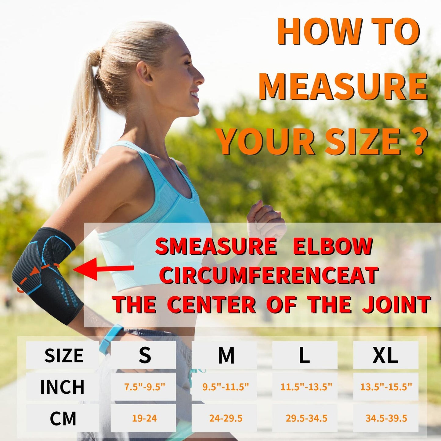 CYCLXY Tennis Elbow Compression Sleeves Arm Guards Black/Orange Size L