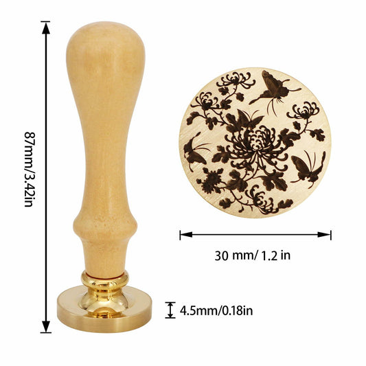 QINGNING Animalia Butterfly Wax Seal Stamp Laser Engraved Brass Head