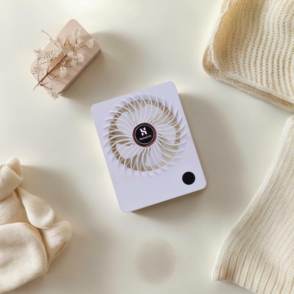 Homeritz Rechargeable Desk Fan 2000mAh Battery 180° Tilt Blue Compact